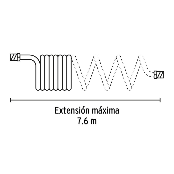 Manguera tipo resorte para compresor, 7.6 m x 1/4", Pretul - Mundo Tool 