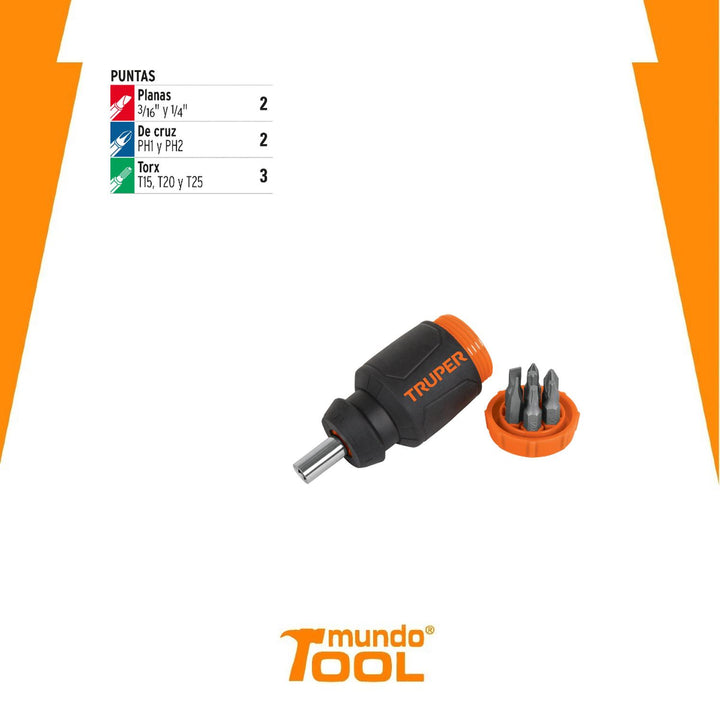 Desarmador Tipo Trompo Con 7 Puntas Truper - Mundo Tool 