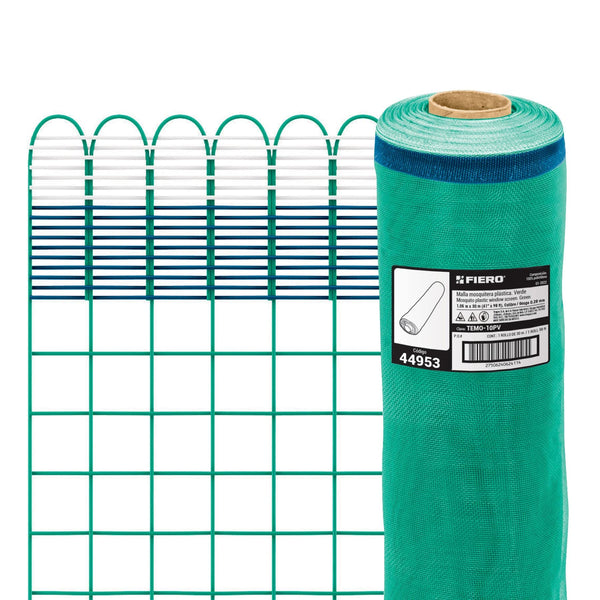 Fiero TEMO-10PV, Rollo de 30 m x 1.05 m de malla mosquitera plástica verde - Mundo Tool 