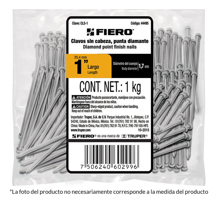 Clavo Sin Cabeza 1-1/2  Bolsa De 1 Kg Fiero - Mundo Tool 