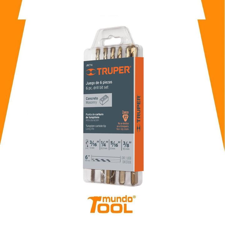 Juego De Brocas Para Concreto 6 Piezas Truper - Mundo Tool 