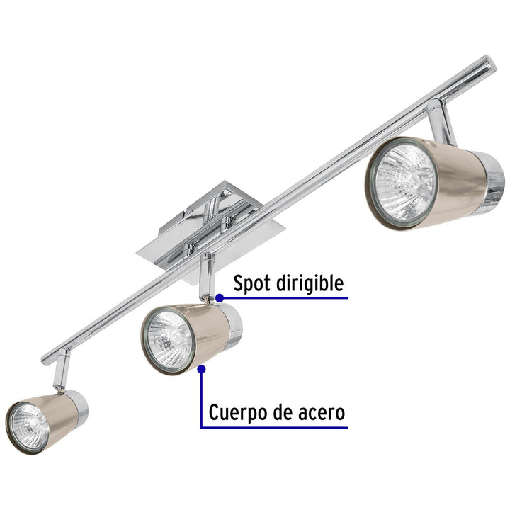 Luminario de sobreponer con 3 spots base GU10, Volteck - Mundo Tool 