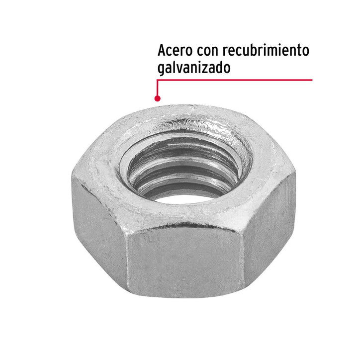 Blíster con 20 tuercas 5/16' hex de acero galvanizado, Fiero - Mundo Tool 