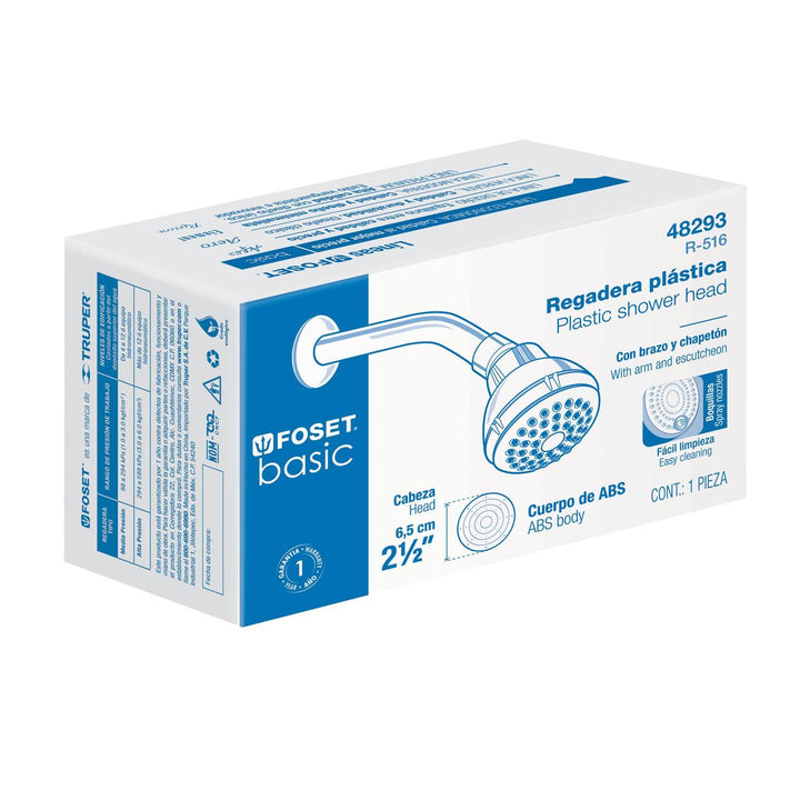 Regadera redonda, cabeza ABS, 2-1/2", Blanca, Basic - Mundo Tool 
