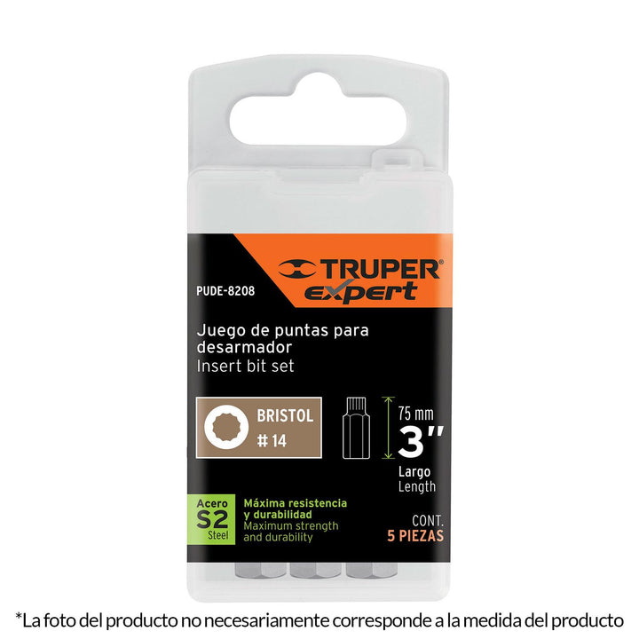 Puntas para desarmador bristol 12, 2', 3 piezas Truper - Mundo Tool 