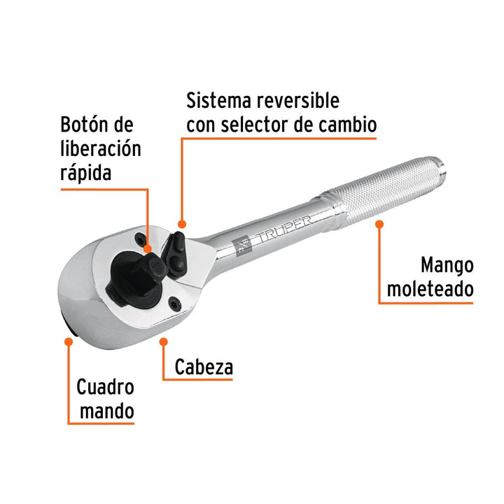 Matraca Doble Cuadro Para Dados De 3/8'y 1/2' Truper - Mundo Tool 