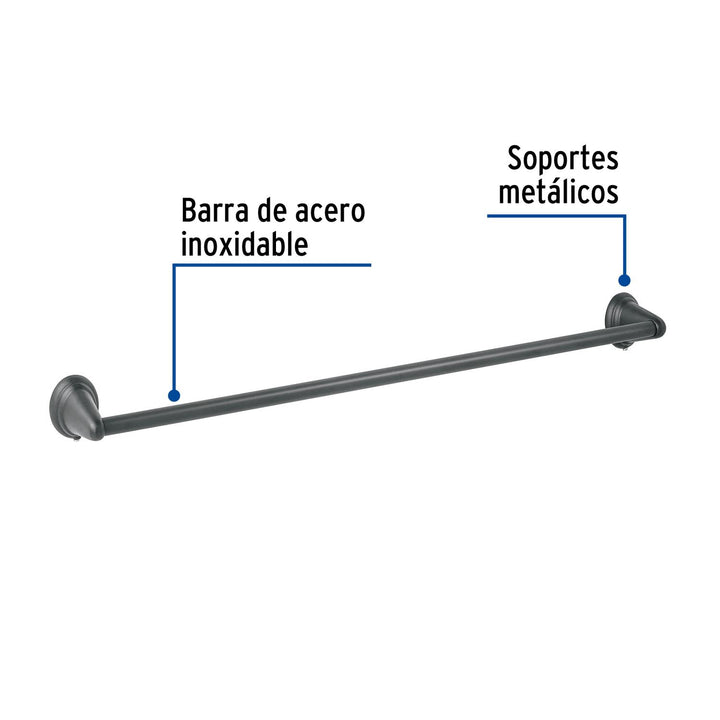 Toallero de barra metálico acabado negro, Foset Aqua - Mundo Tool 