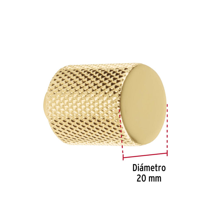 Perilla metálica estilo 'Cádiz', latón brillante, Hermex - Mundo Tool 