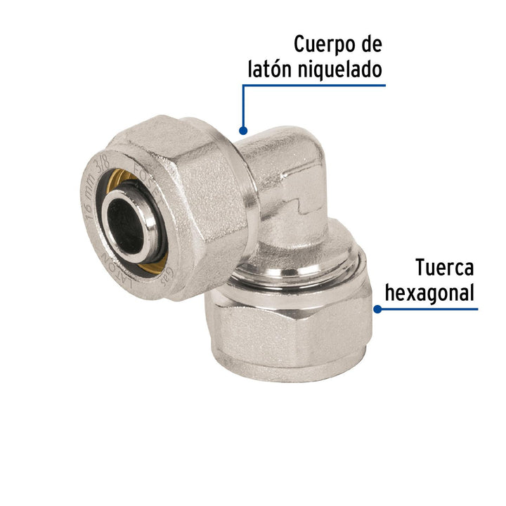 Codo 90° para PEALPE, 3/8', Foset - Mundo Tool 