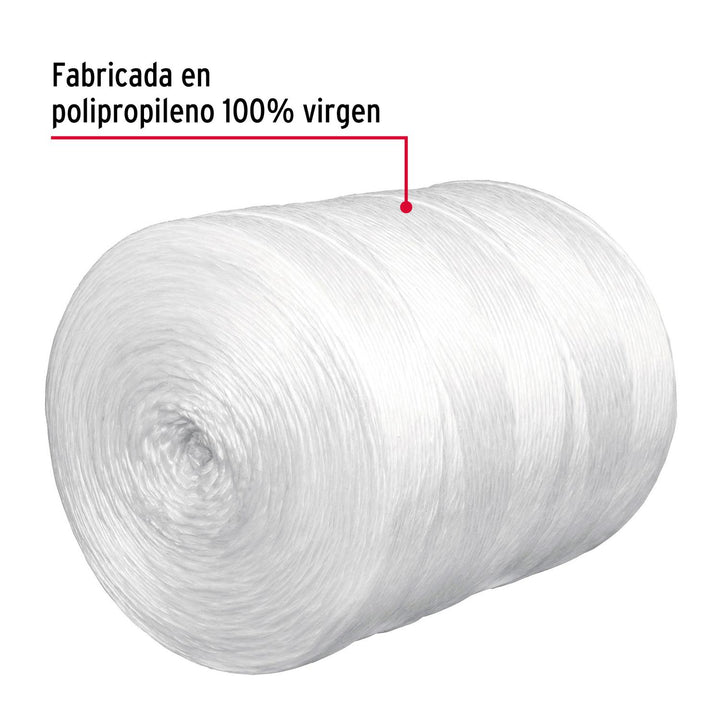 Rafia color blanco, calibre 3.8 g/m, 4.5 kg Fiero. Rollo de 1125 m - Mundo Tool 