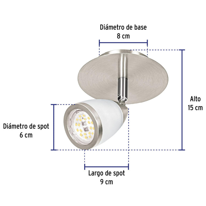 Luminario de sobreponer 1 spot base GU10, Verona, Volteck - Mundo Tool 