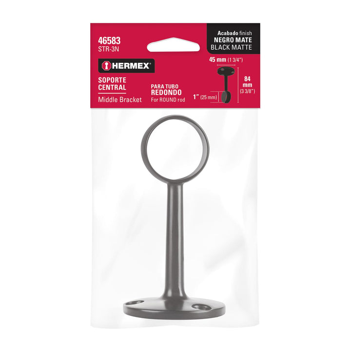 Soporte negro para tubo redondo de closet, Hermex - Mundo Tool 