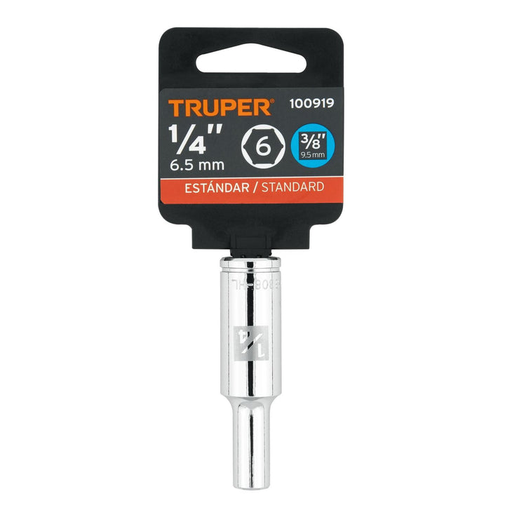 Dado largo de 1/4", 6 puntas, cuadro 3/8", Truper - Mundo Tool 