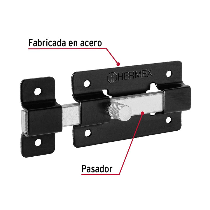 Pasador de barra plana 3", negro, Hermex - Mundo Tool 