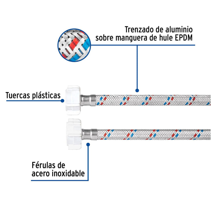 Manguera/Conector flexible,plásticos,WC,35cm 1/2x7/8,Basic - Mundo Tool 