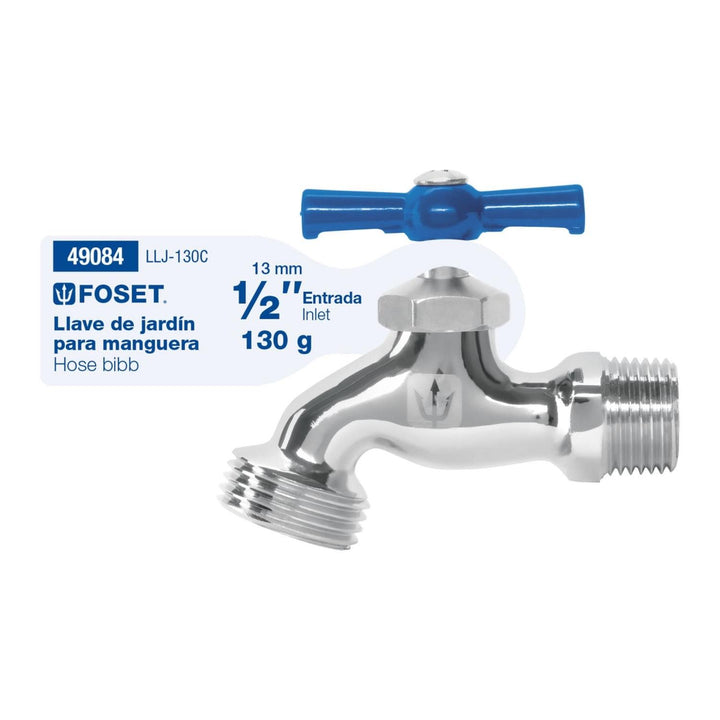 Llave para manguera, cromada, 130 gr, entrada 1/2', Foset Foset - Mundo Tool 