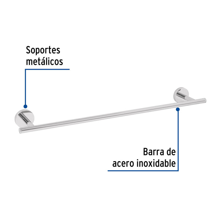 Toallero de barra metálico acabado cromo, Foset Túbig - Mundo Tool 