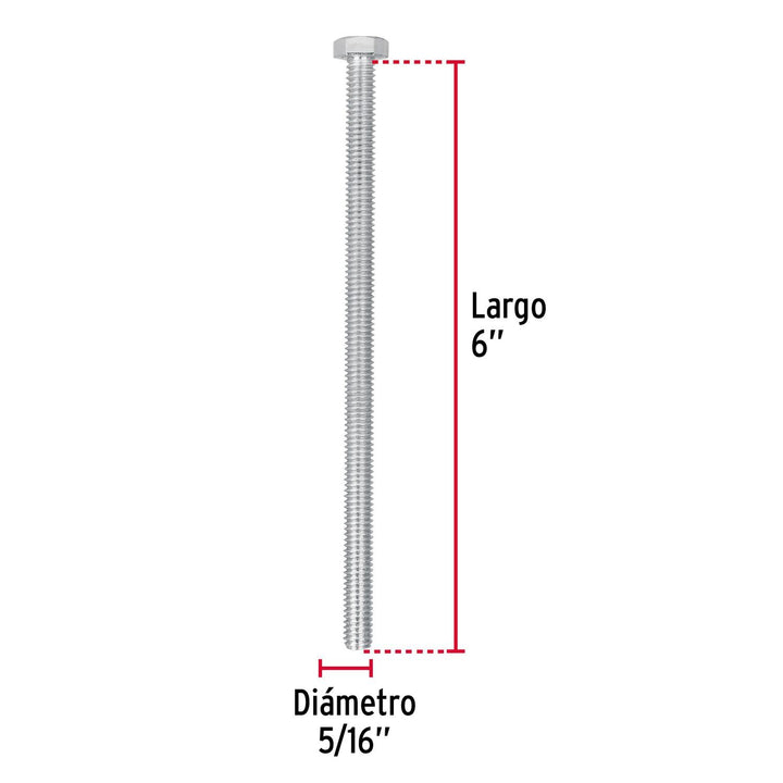 Tornillo tipo máquina, 5/16 x 6', bolsa con 30 pzas Fiero - Mundo Tool 