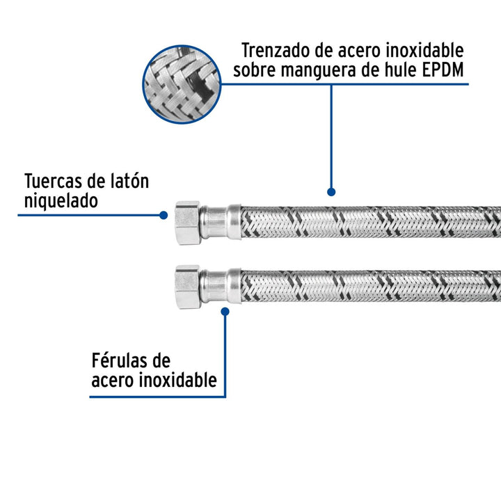 Manguera para boiler 1/2x1/2'X 120cm Foset - Mundo Tool 