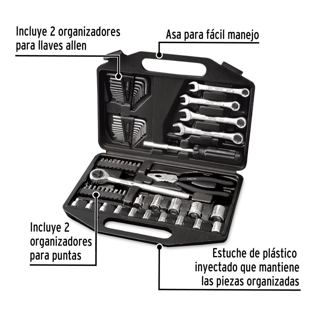 Juego de 66 herramientas 1/4" y 3/8" para mecánico, Pretul - Mundo Tool 