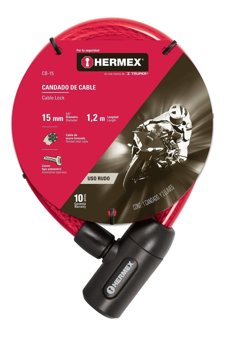 Candado Para Bicicleta Con Llave 15 X 1200 Mm Hermex - Mundo Tool 