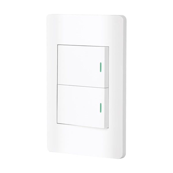 Volteck PA-APDO15-LB, Placa armada blanca 2 interruptores sencillos línea Lisboa - Mundo Tool 