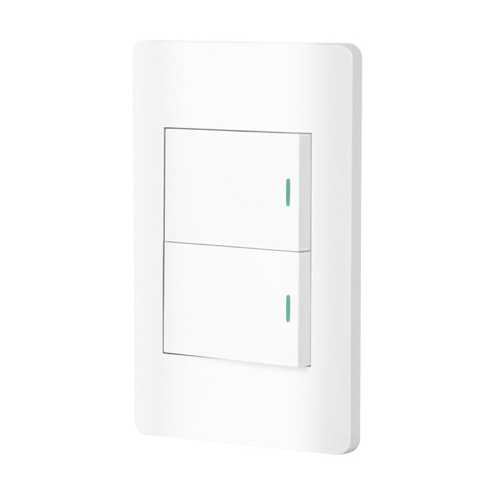 Volteck PA-APDO15-LB, Placa armada blanca 2 interruptores sencillos línea Lisboa - Mundo Tool 