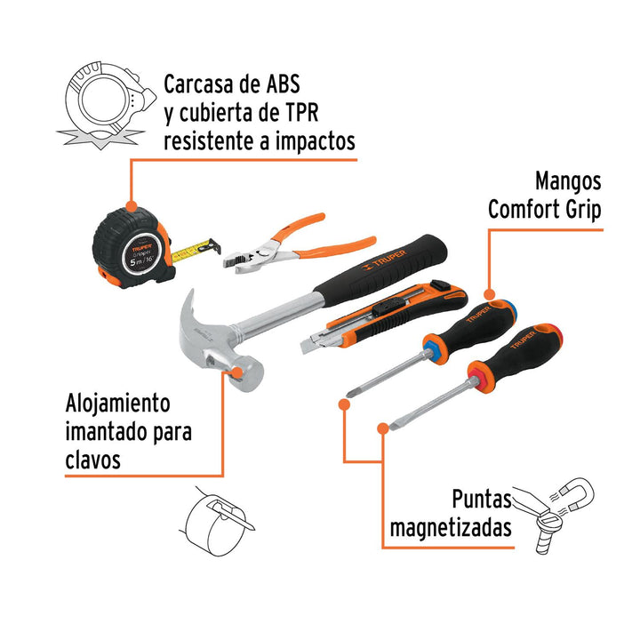 Juego de 6 herramientas caseras, Truper - Mundo Tool 