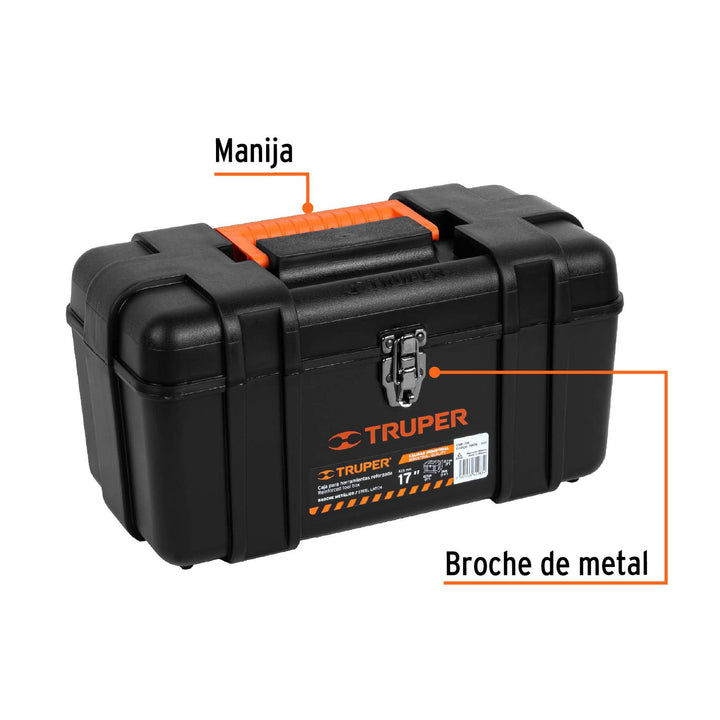 Caja para herramienta de 17" industrial, broches metálicos - Mundo Tool 