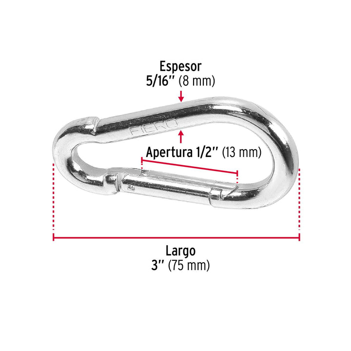 Bandola mosquetón de acero 5/16", Fiero - Mundo Tool 