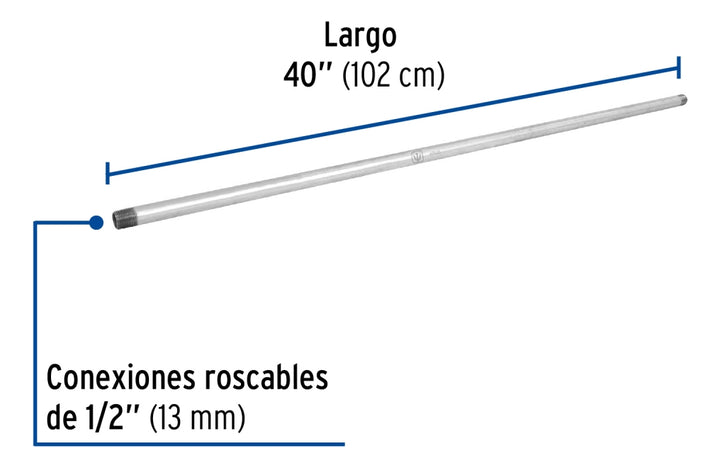 Niple Galvanizado 1/2' X 40' Cédula 40 Foset - Mundo Tool 