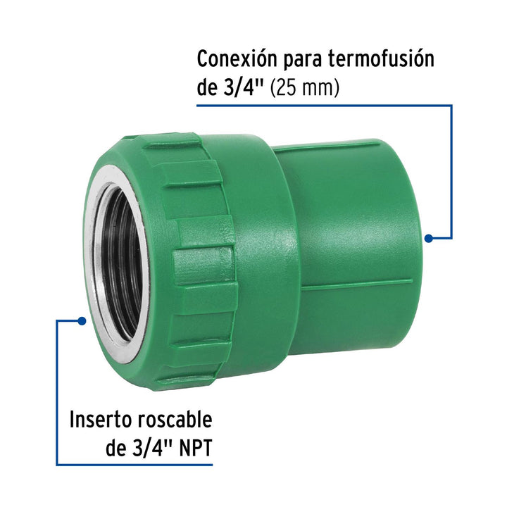 Conector De Ppr 3/4' 25mm Hembra Foset - Mundo Tool 