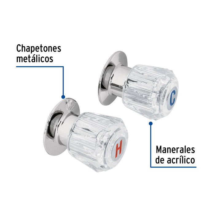 Juego 2 Manerales Para Regadera De Acrílico B Foset - Mundo Tool 