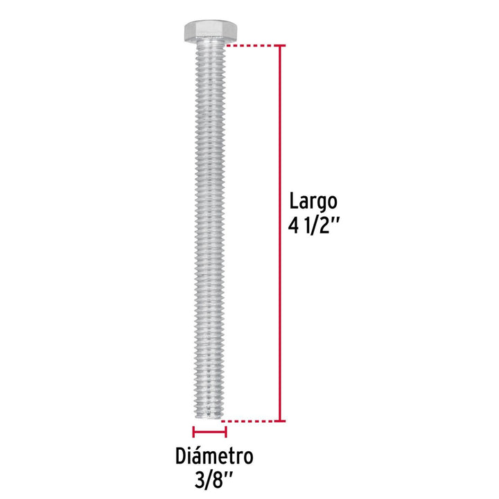 Tornillo tipo máquina, 3/8 x 4-1/2', bolsa con 15 pzas Fiero - Mundo Tool 