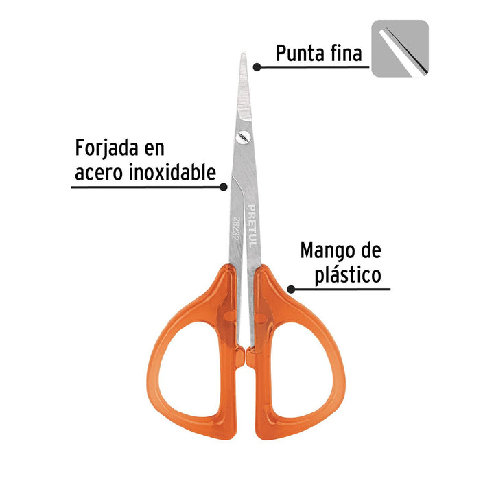 Tijera para manicure 3-3/4', mango plastico, Pretul - Mundo Tool 