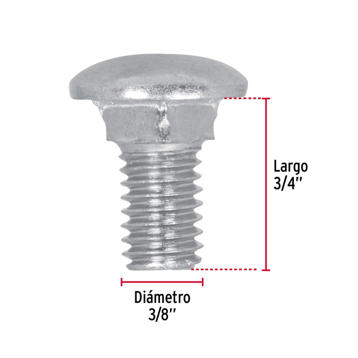 Tornillo tipo coche, 3/8 x 3/4', bolsa con 50 piezas Fiero - Mundo Tool 