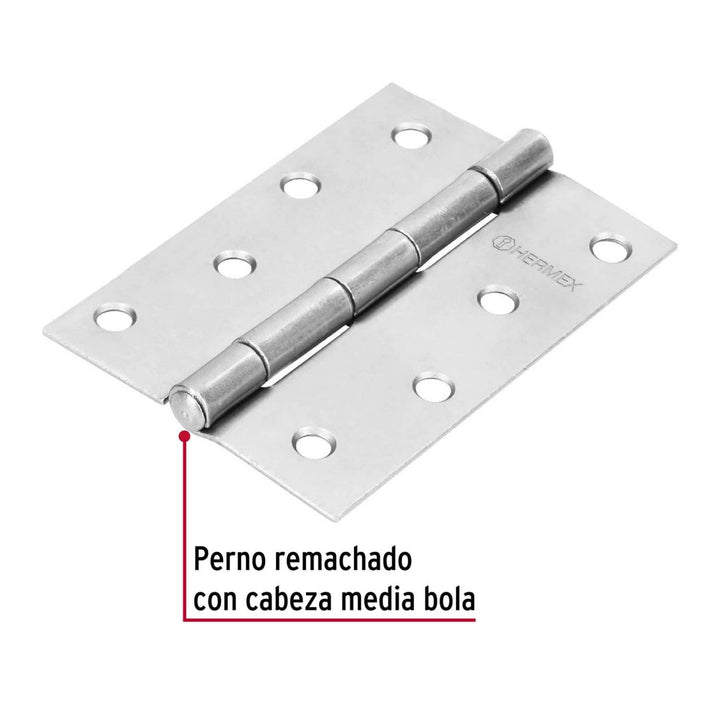 Bisagra Rectangular 4' Acero Pulido Hermex - Mundo Tool 