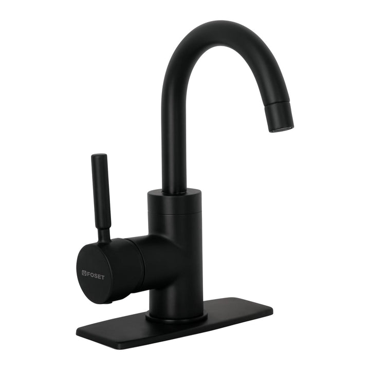 Monomando corto para lavabo, negro mate, Foset - Mundo Tool 