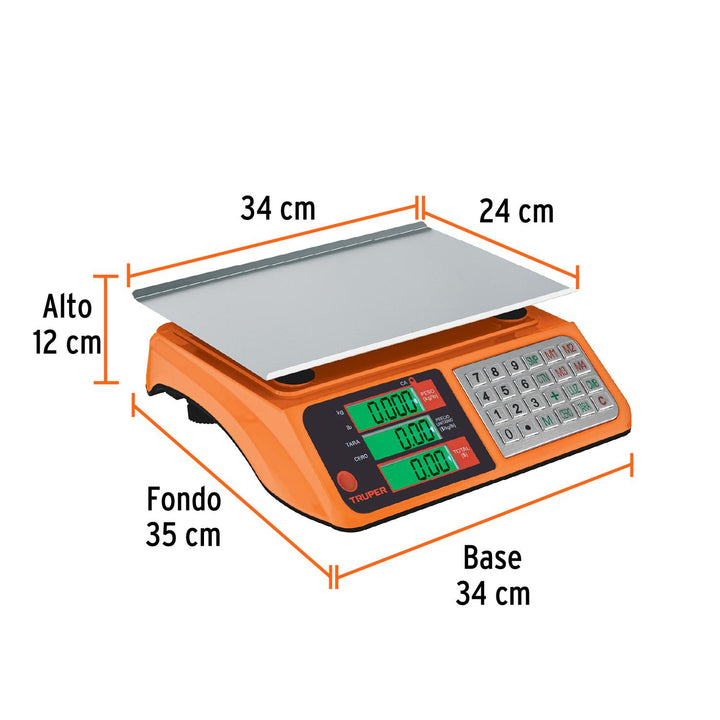 Báscula electrónica multifunciones 40 kg USB, Truper - Mundo Tool 