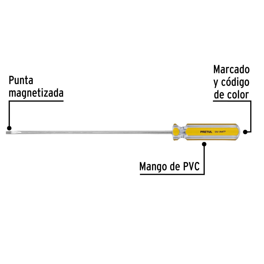 Desarmador cabinet 1/8 x 6" mango PVC Pretul - Mundo Tool 