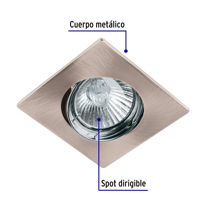 Luminario cuadrado satín spot dirigible, lámpara no incluida - Mundo Tool 