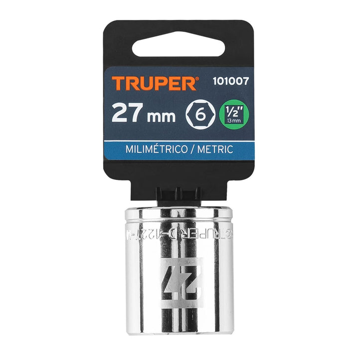 Dado de 27 mm, 6 puntas, cuadro 1/2", Truper - Mundo Tool 