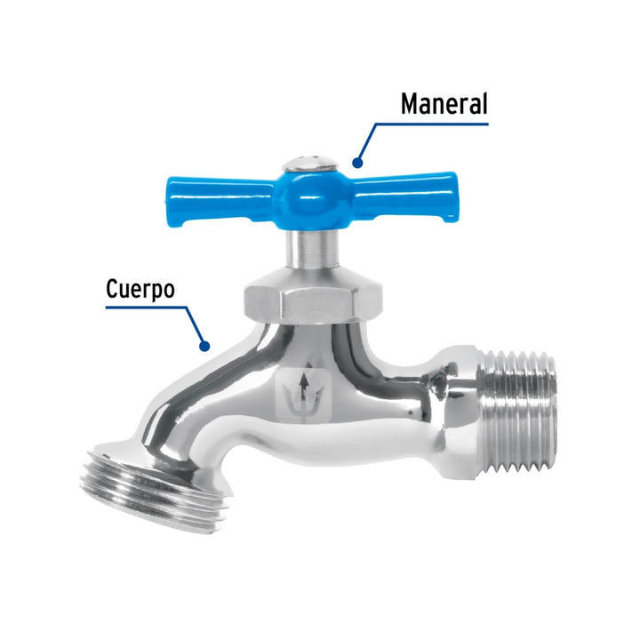 Llave para manguera, cromada, 130 gr, entrada 1/2', Foset Foset - Mundo Tool 