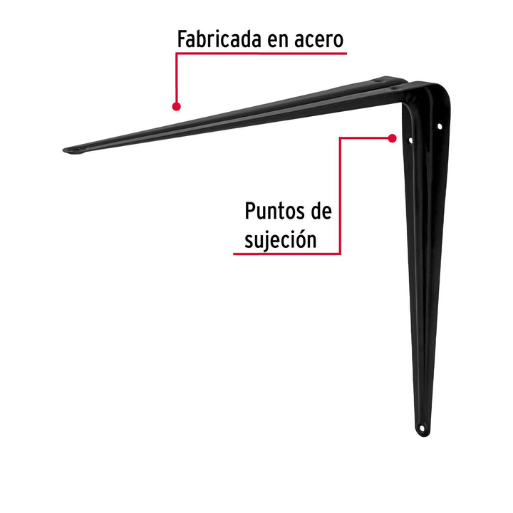 Ménsula de acero negra 12 x 14', Fiero. 1 pza - Mundo Tool 