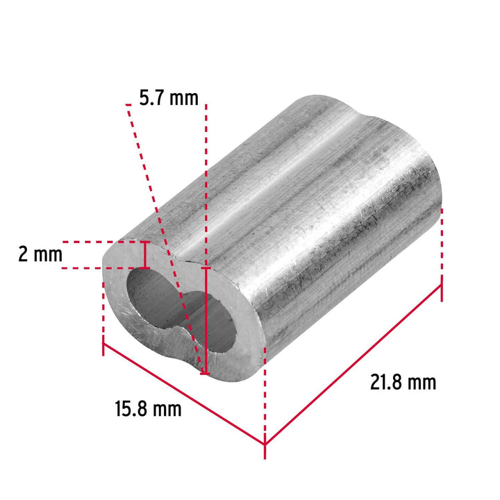 Bolsa con 50 casquillos dobles de aluminio, 3/16", Fiero - Mundo Tool 