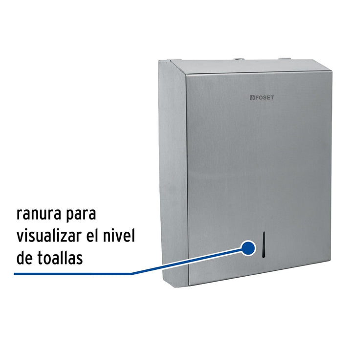 Dispensador de acero inox. para toallas de papel, Foset - Mundo Tool 