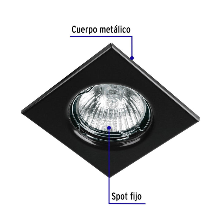 Luminario cuadrado negro spot fijo, lámpara no incluida - Mundo Tool 