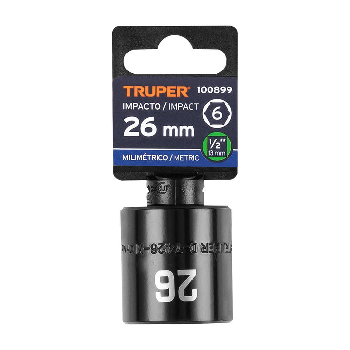 Dado de impacto de 26 mm, 6 puntas, cuadro 1/2", Truper - Mundo Tool 