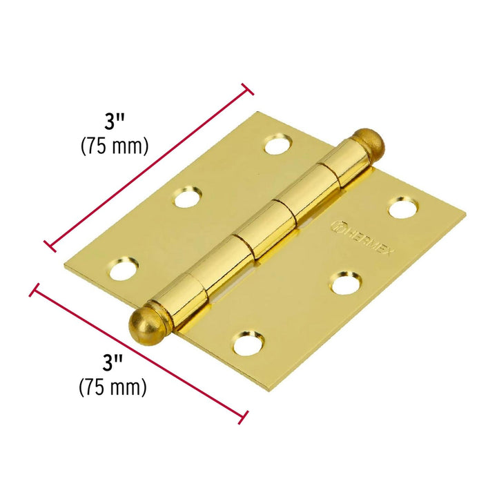 Bisagra Cuadrada 3' Latón Redonda Con 2 Pzas Hermex - Mundo Tool 