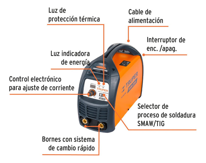 Soldadora Inversora 200 A Truper 13696 Color Naranja Oscuro - Mundo Tool 